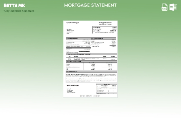Модерен стил, Шаблон за изјава за хипотека во САД Мериленд Спрингсајд